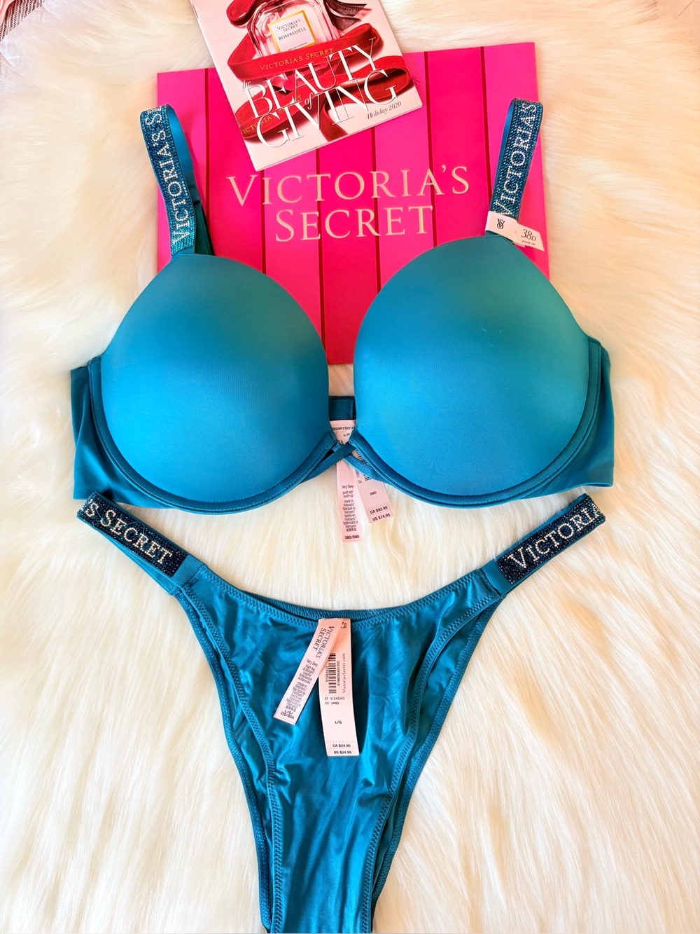 🩷🩷Victoria’s Secret logo shine strap set 38D/L🩷🩷